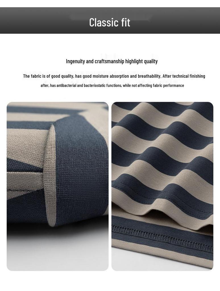 2024 Men's Casual Striped Crew Neck Pullover T-Shirt - Summer Short Sleeve