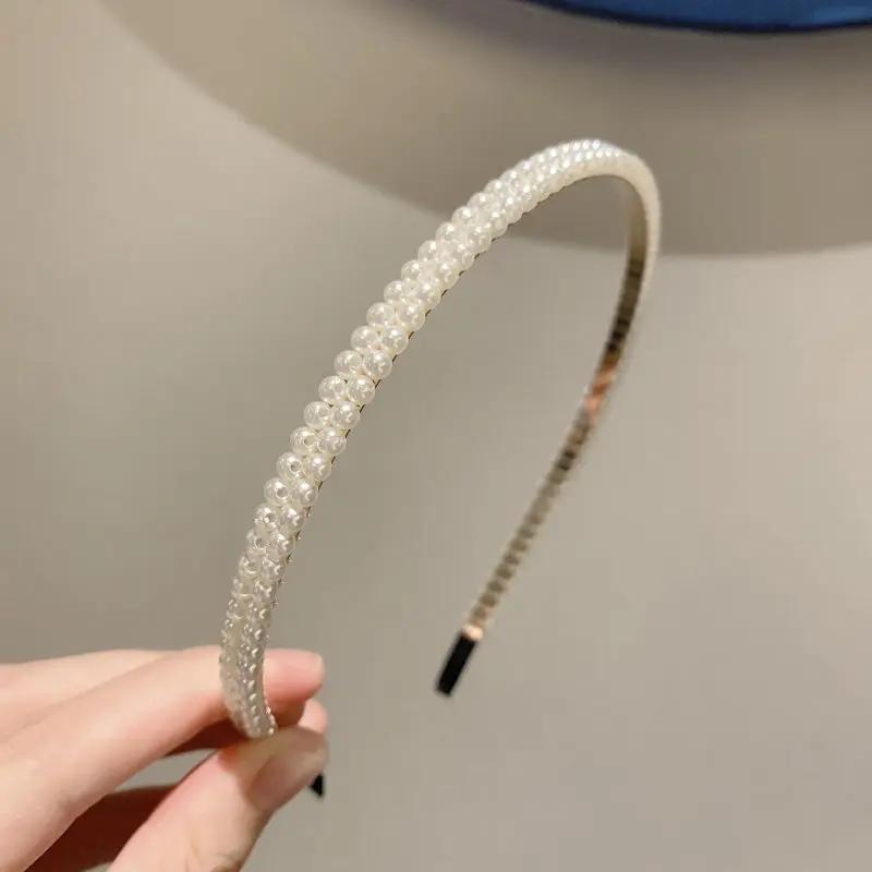 Mode Full Pärla Hårband Elegant Enkelt Blomma Kvinnor Hårbygel Band Pannband Infattning Flickor Håraccessoarer Huvudsmycke