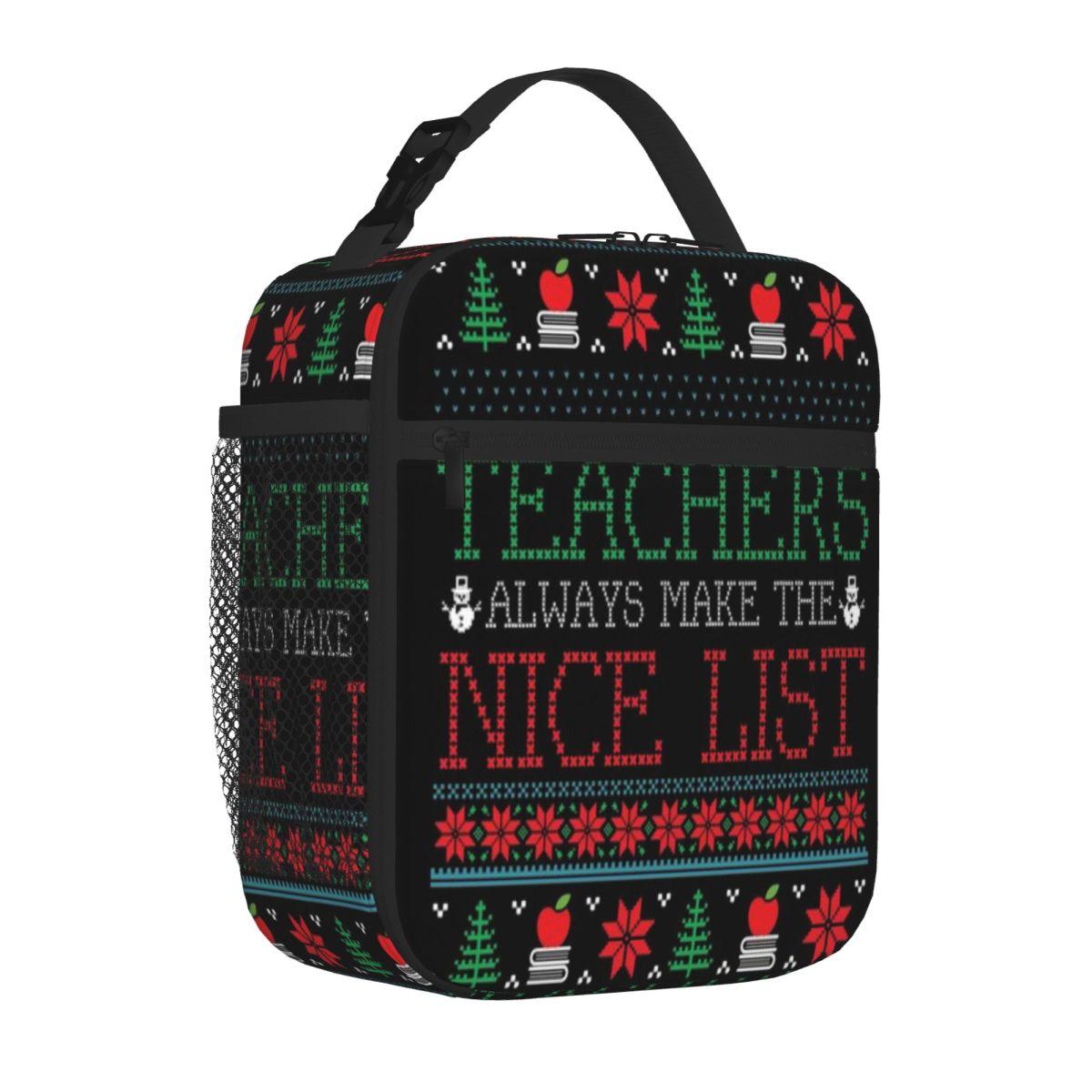 Bestselling Funny Christmas Teacher Ugly Christmas Xmas All Season Food Tote Bag Weight Loss Diet Thermal Food Carrier One Size