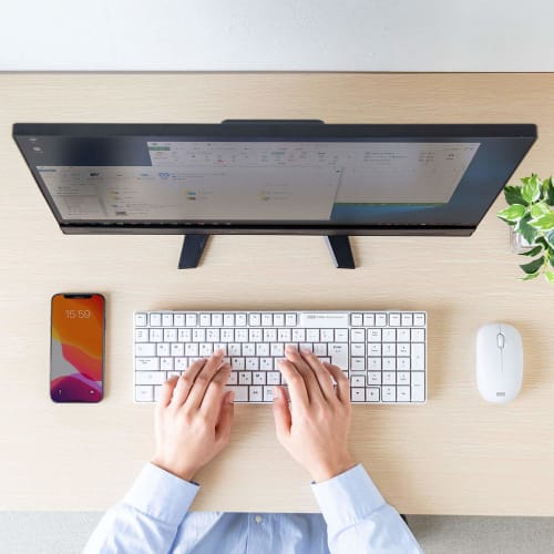 Sanwa Supply Wireless Keyboard USB Connection Compact Japanese 109 Keys Membrane White SKB-WL34SETW