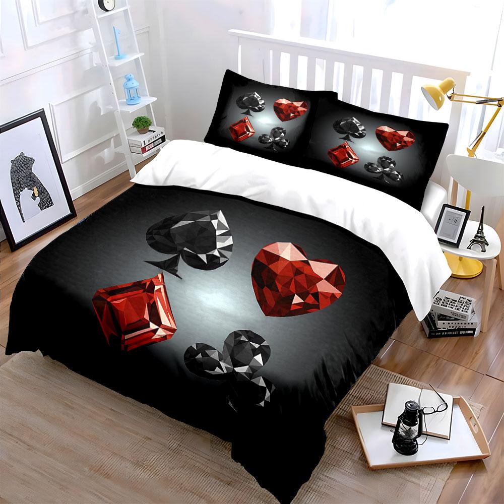 Crystal Card Suit Patterns Bedding Duvet Cover Set Duvet Cover Pillowcases (1*Duvet Cover 2*Pillowcases, Without Duvet Insert)