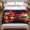 Lamine Yamal Printed Flannel Blanket Custom Name Text Soft Warm Throw For Bedroom Holiday Gift