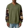 Herren Camouflage Stilvolles V-Ausschnitt Geripptes Strukturiertes Langarm-T-Shirt