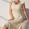 High-end European and American style new plain color small pit strip knee dress femininity high waist loungewear
