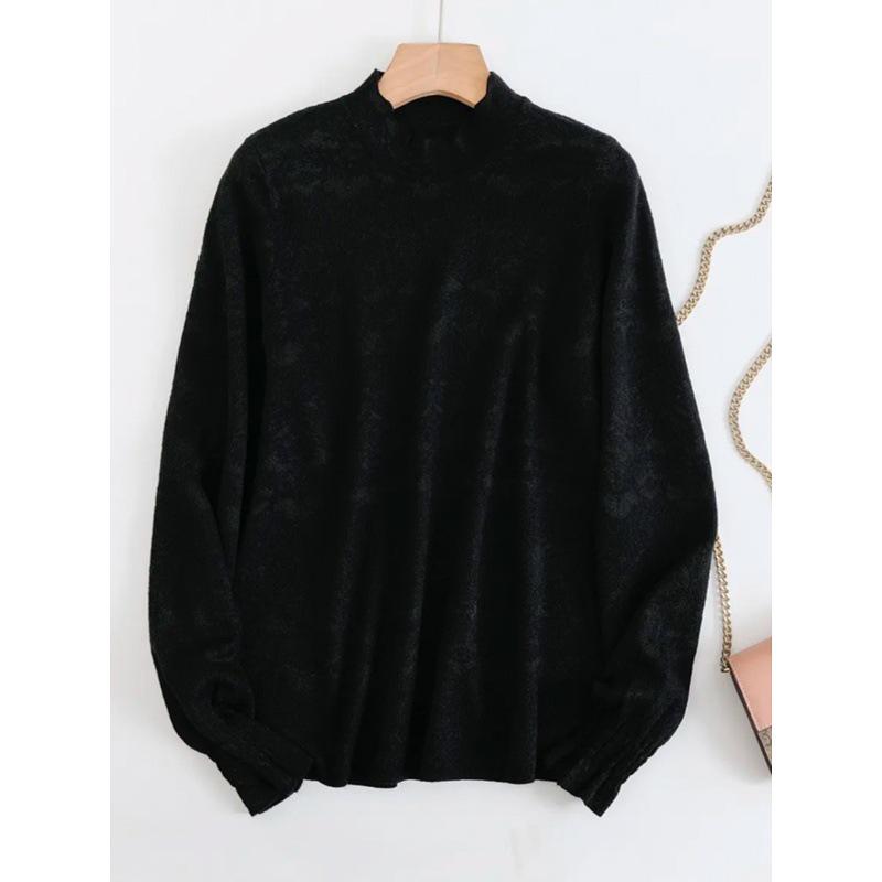 Women's Lace High Neck Sweater - 2024 Autumn/Winter Loose Fashionable Base Layer