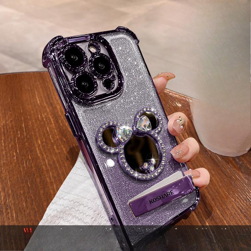 Lustrzana mysz odpowiednia dla iPhone'a 16 Etui na iPhone'a 15promax Galwanizowane Odporne na upadki 14 Wysokiej klasy Wyczucie 13 Uchwyt