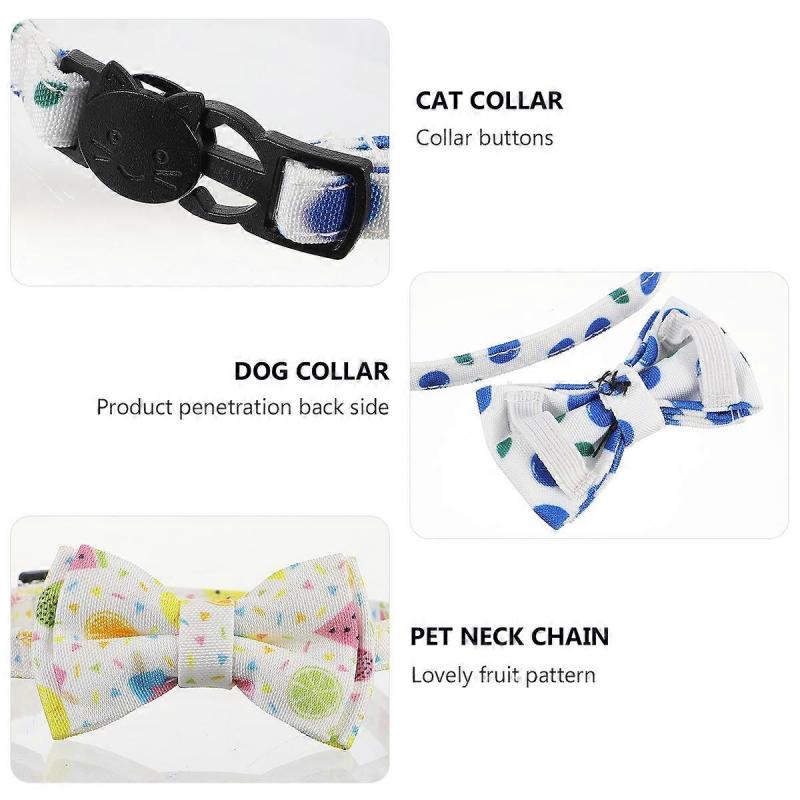 Cat Collar Fruit Pattern Pet Bow Tie for 9Pcs Adjustable Neck Chain