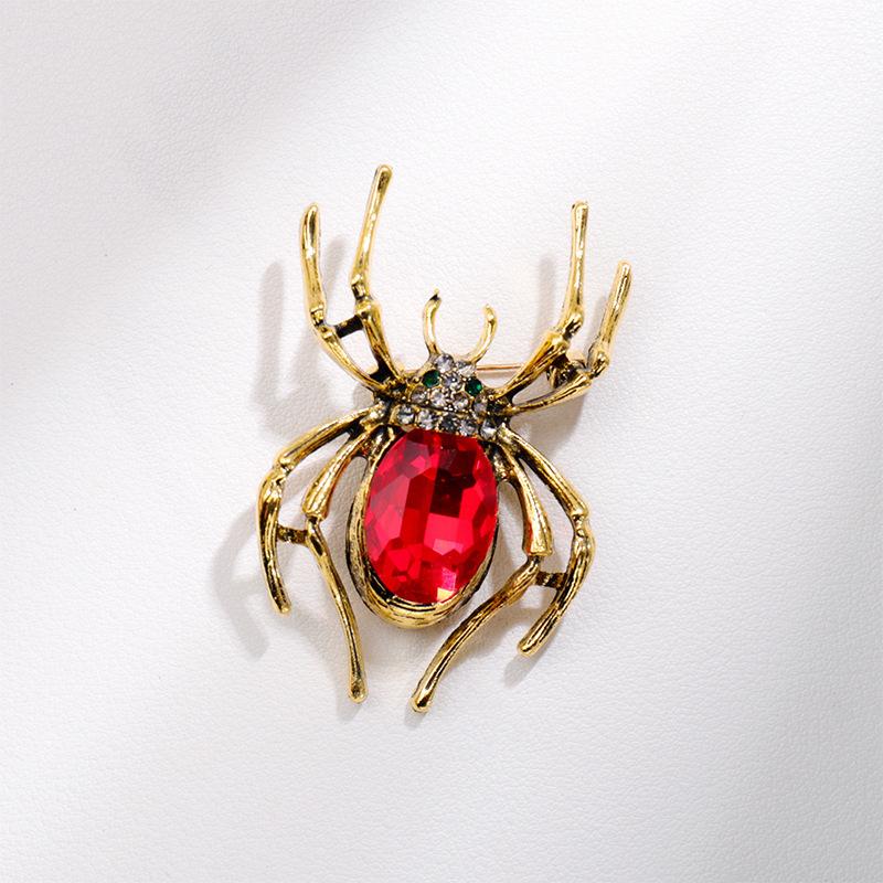 Retro-Trend-Legierung Diamantbesetzte Kristallspinne Brosche Personalisierte Halsnadel Anstecknadel Herren- und Damenbekleidung