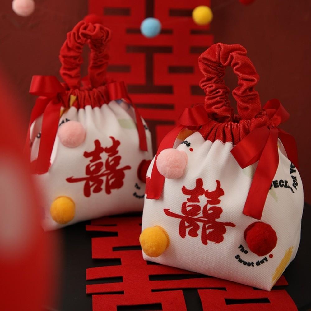 Flower Chinese Wedding Candy Bag Storage Wrist Hand Bag Portable Knot Wrist Bag Birthday Party