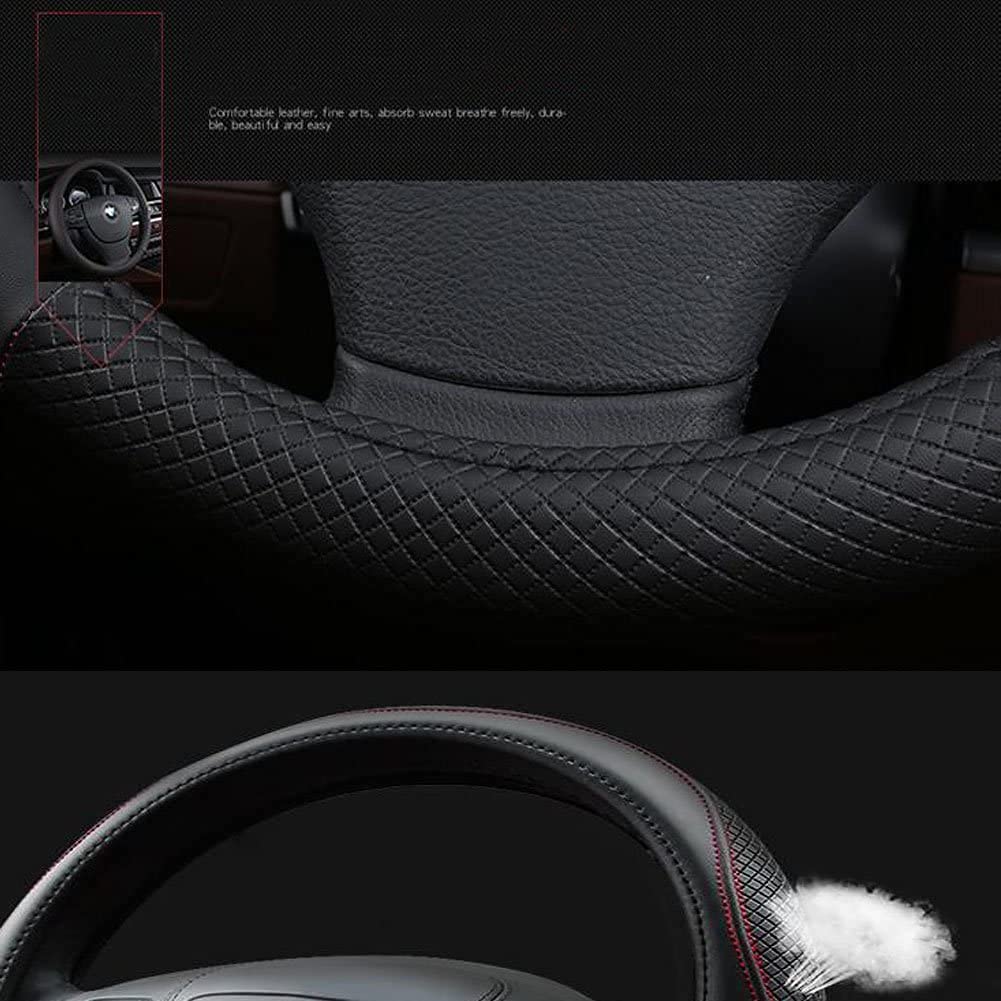 HUACHENG Steering Wheel Cover for Light M Genuine Universal Protective Cover for Standard Custom Interior Accessories Cars, Size, Leather, Fit,