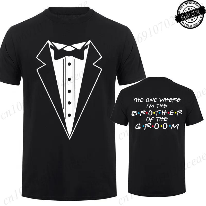 Tuxedo Groomsmen Bachelor Party Wedding TShirts Men Shirt Fashion Male Clothing Friends Theme Party Shirts TShirts for Men