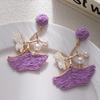 Dopamine Colored Leaves Hand-Woven Raffia Earrings Women'S Vacation Wind Sweet Temperament Unique Earrings Earrings