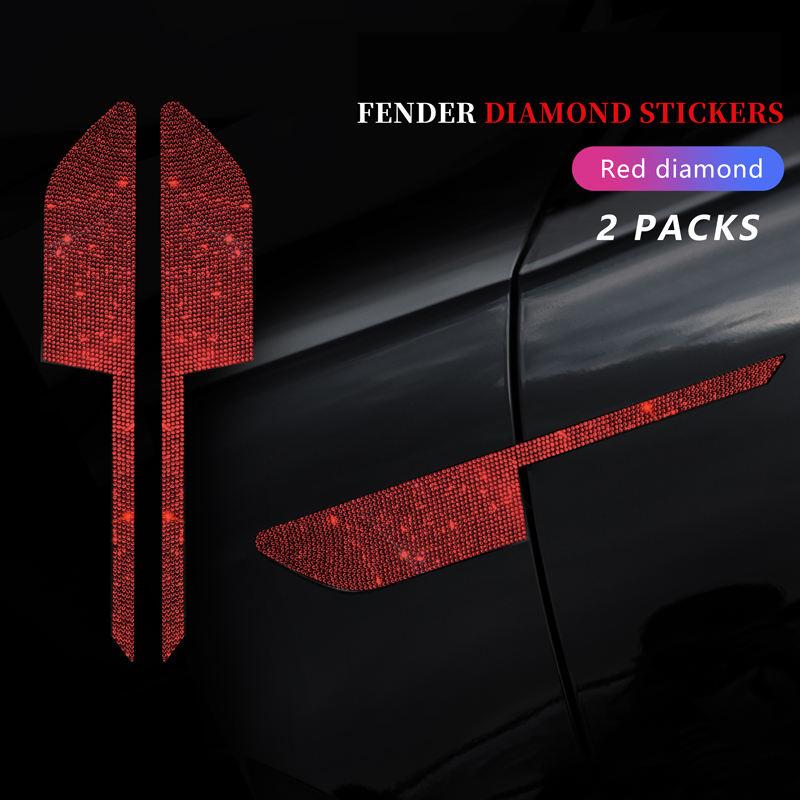 2 Stück Diamant Auto Seitenkotflügel Aufkleber Antikollisions Dekorativer Aufkleber Auto Warnung Styling Bling Autozubehör für Frauen