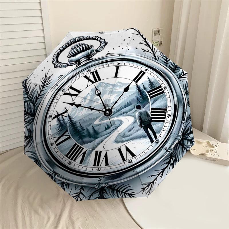

1PC Clock PocketAutomatic Open/Close Umbrella with Windproof, 8-Rib Sturdy Canopy, Durable Ribs, Fashionable Design1210A