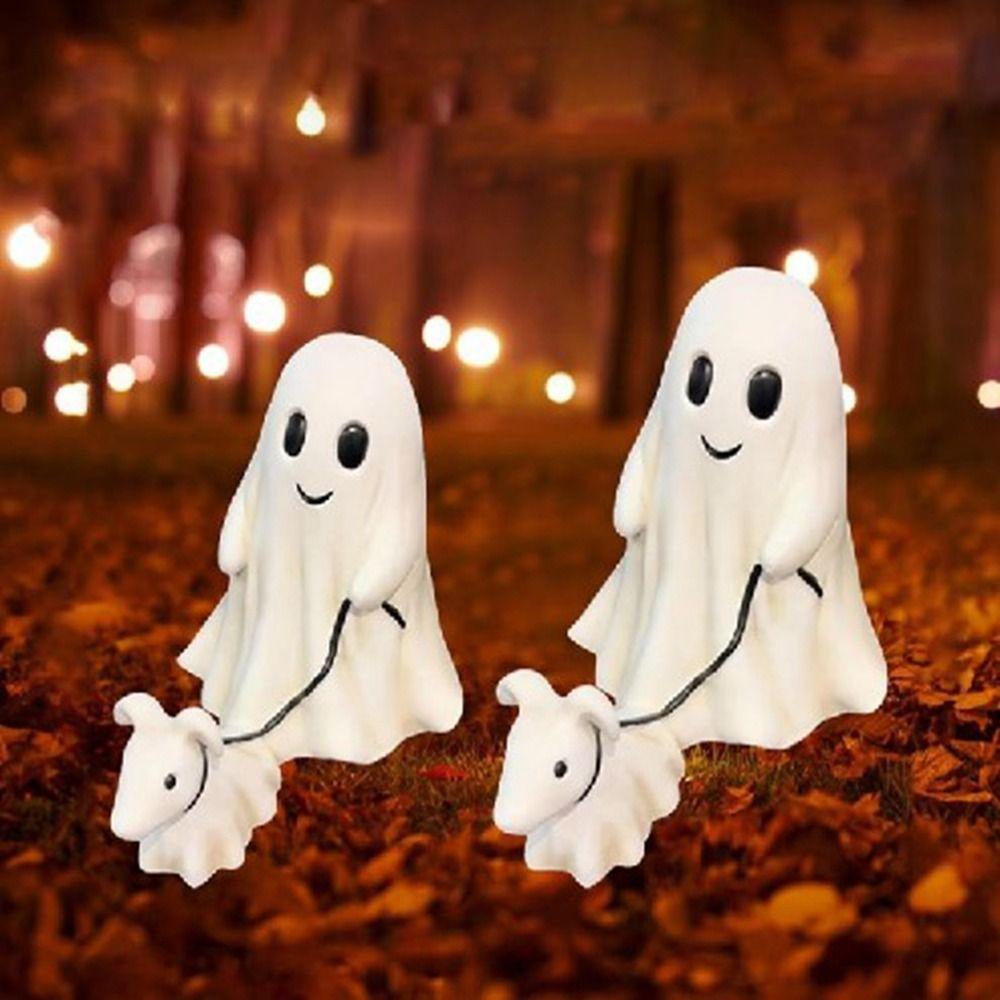 Resin Craft Ghost Walking Dog Statue Handmade Halloween Walking Dog Figurine  Boy/Girl
