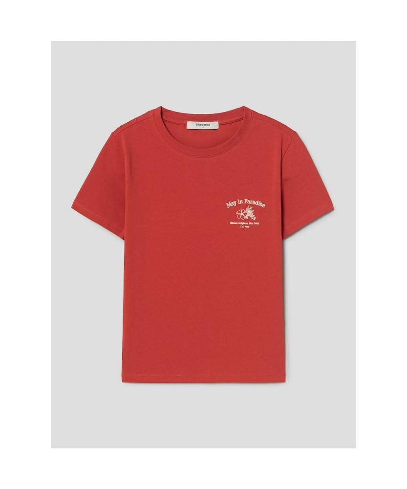 8seconds Embroidered Graphic Crop Short Sleeve T-Shirt Red