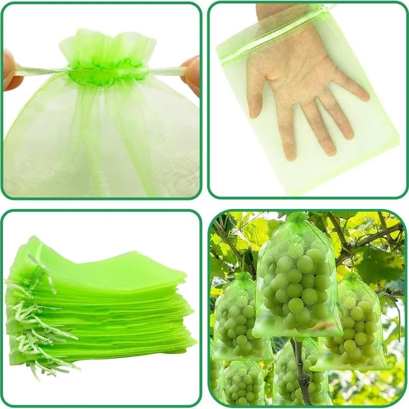 20Pcs Reusable Fruit Proof Drawstring Bags Plants Protection Mesh Bags Pest Barrier Covers Fruit Tree Garden Supplies