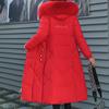 BITCED Winter Fashion Plus Size Cotton Coat for Women Long Waist-cinched Knee-length Thickened Coat with Large Fur Collar