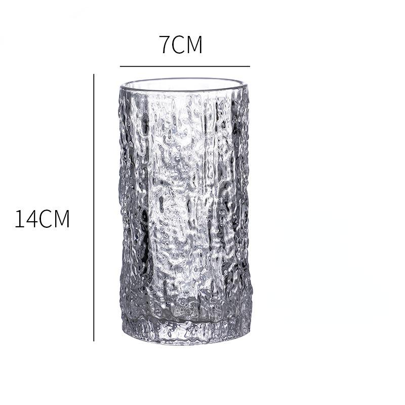 250ml/350ml Bark Patterned Glass Water Cup for Female Relief Glass Cups Drinks Summer Fruit Juice Beverage Milk Cup Water Bottle