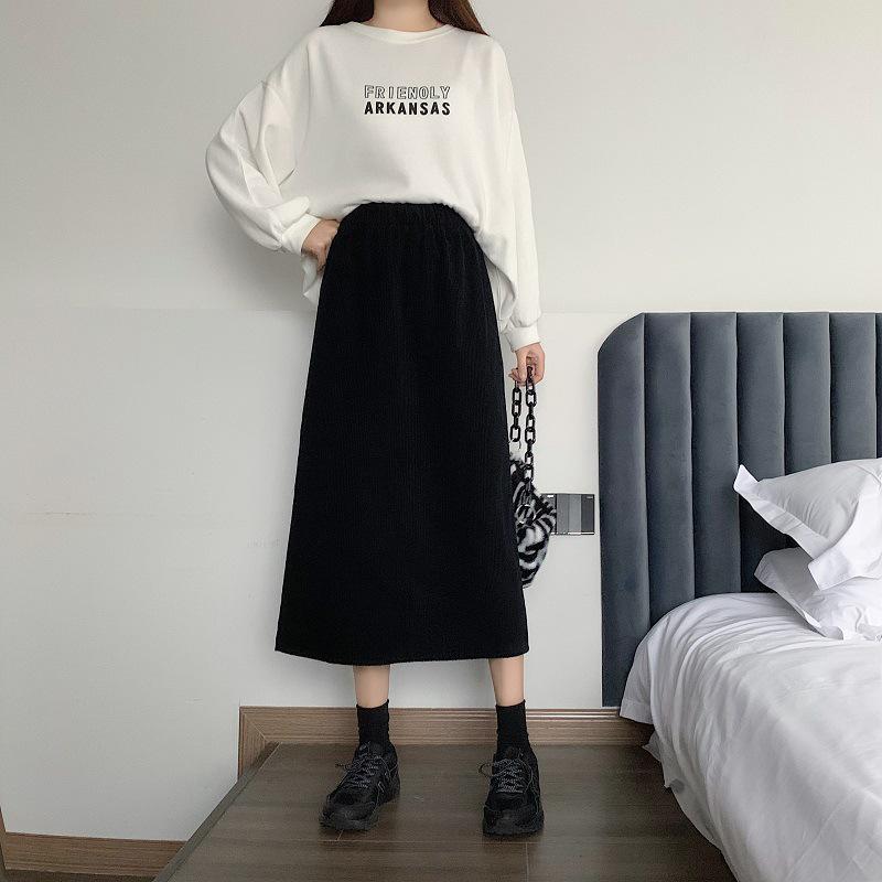 Autumn Women's High Waist Corduroy A-Line Skirt, Slim Fit, 2023