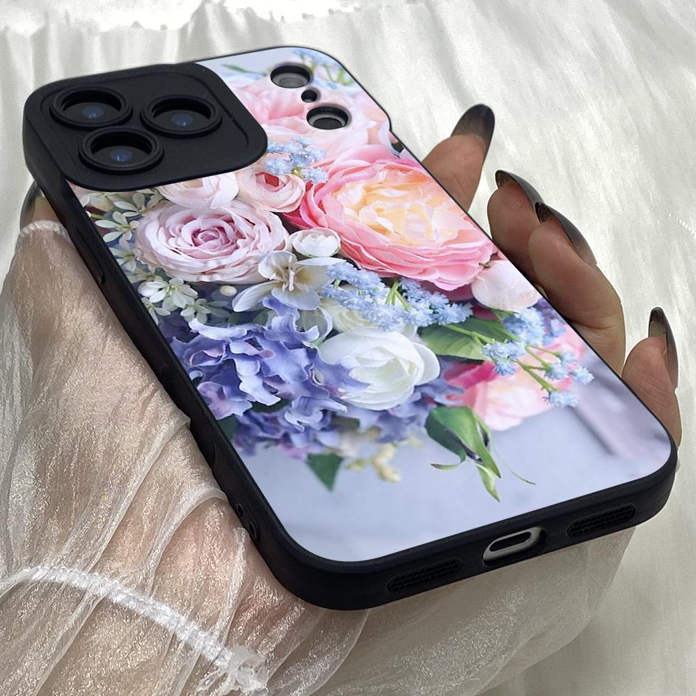 M327 Blumen Pfingstrosen Vase Engelaugen Weiche Handyhülle für iPhone Samsung Galaxy Xiaomi Rdemi Huawei Honor Infinix Realme OPPO vivo Alle Modelle TPU Hülle