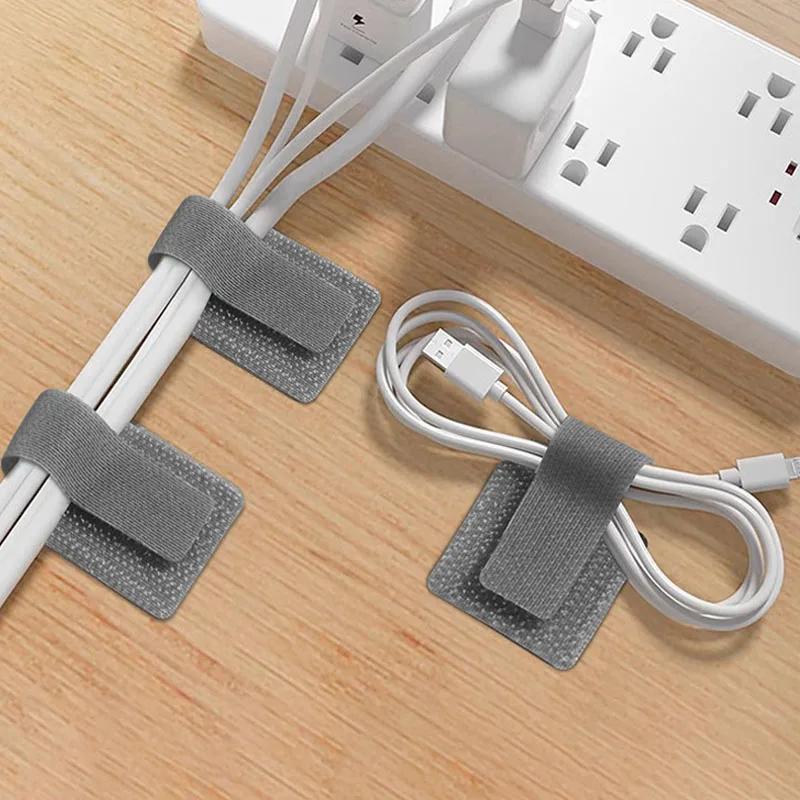 10/50/100Pcs Ties Fastening Wire Reusable Cable Organizer Cord Rope Holder Self Adhesive Adjustable Organizer Strap Desk Management