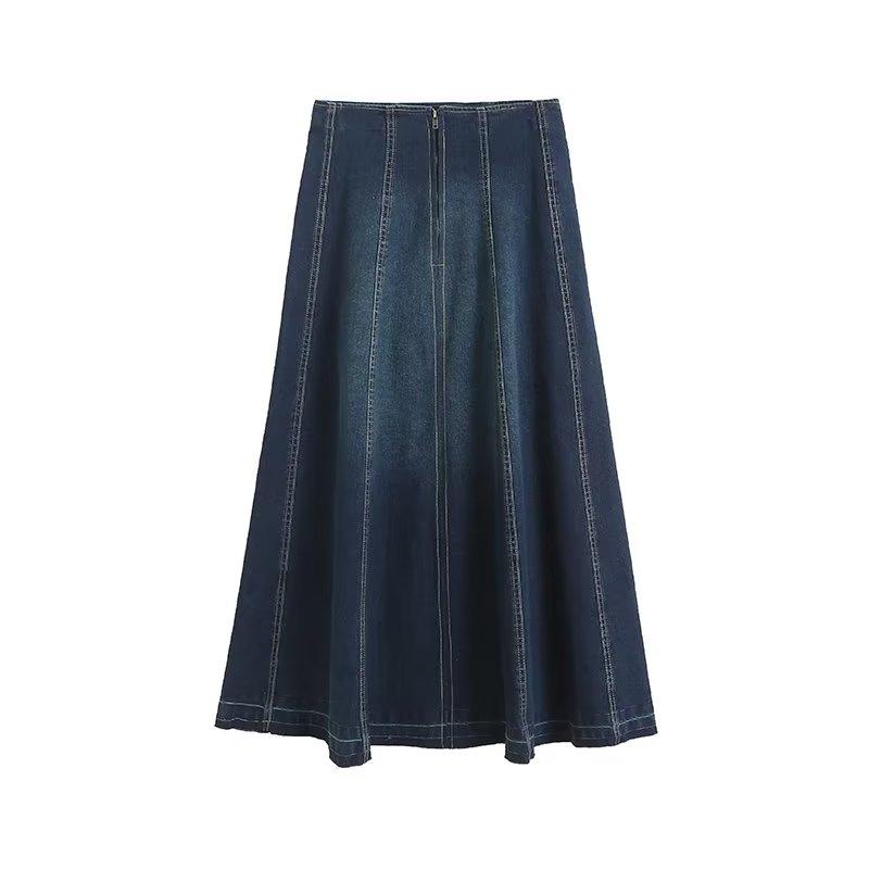 

Женская осенняя модная повседневная версия джинсовая юбка в стиле ретро с высокой талией, шикарное тонкое платье на молнии сзади, Mujer