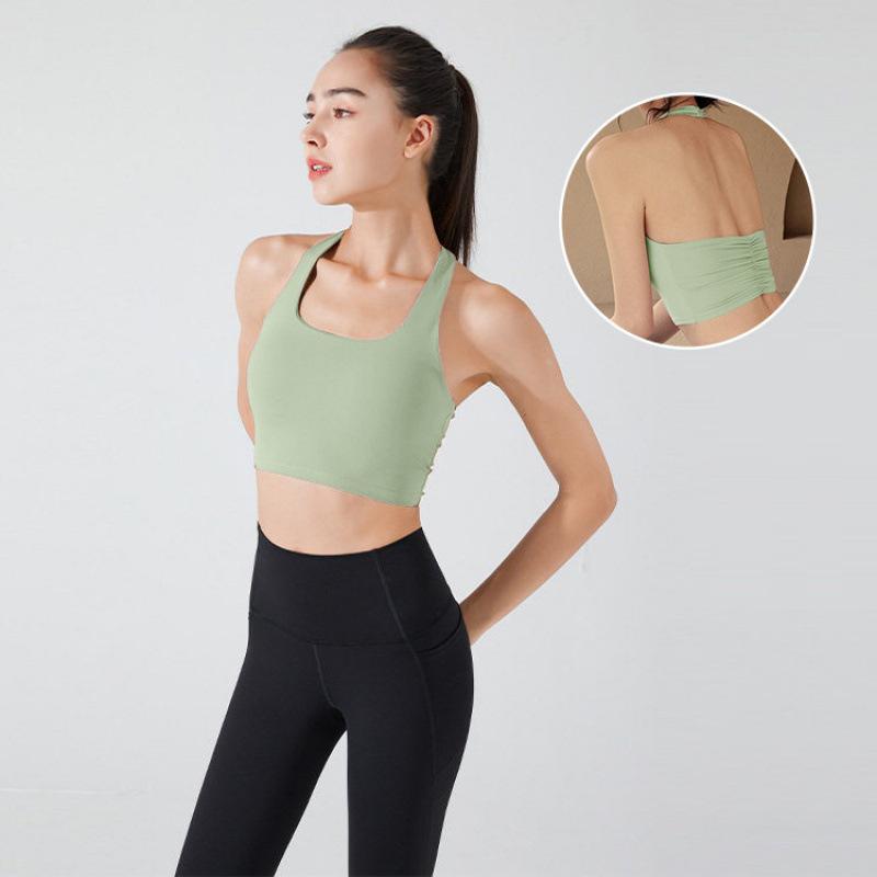 Running Sports Underwear Women's Summer with Chest Pads, Beautiful Back, Shock-proof Neck Yoga Clothes, Pilates Bra, Fitness Vest