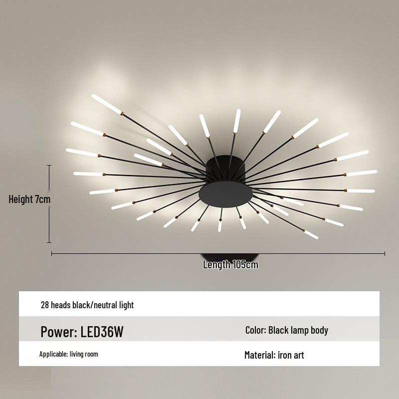 Nordic Fireworks Rotating LED Ceiling Light - High-End Living Room and Bedroom Lighting