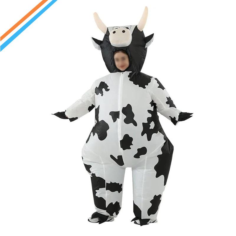 Déguisement Gonflable Vache Dessin Animé Marionnette Humaine Costume Fête Fête Accessoire Drôle Costume Vache