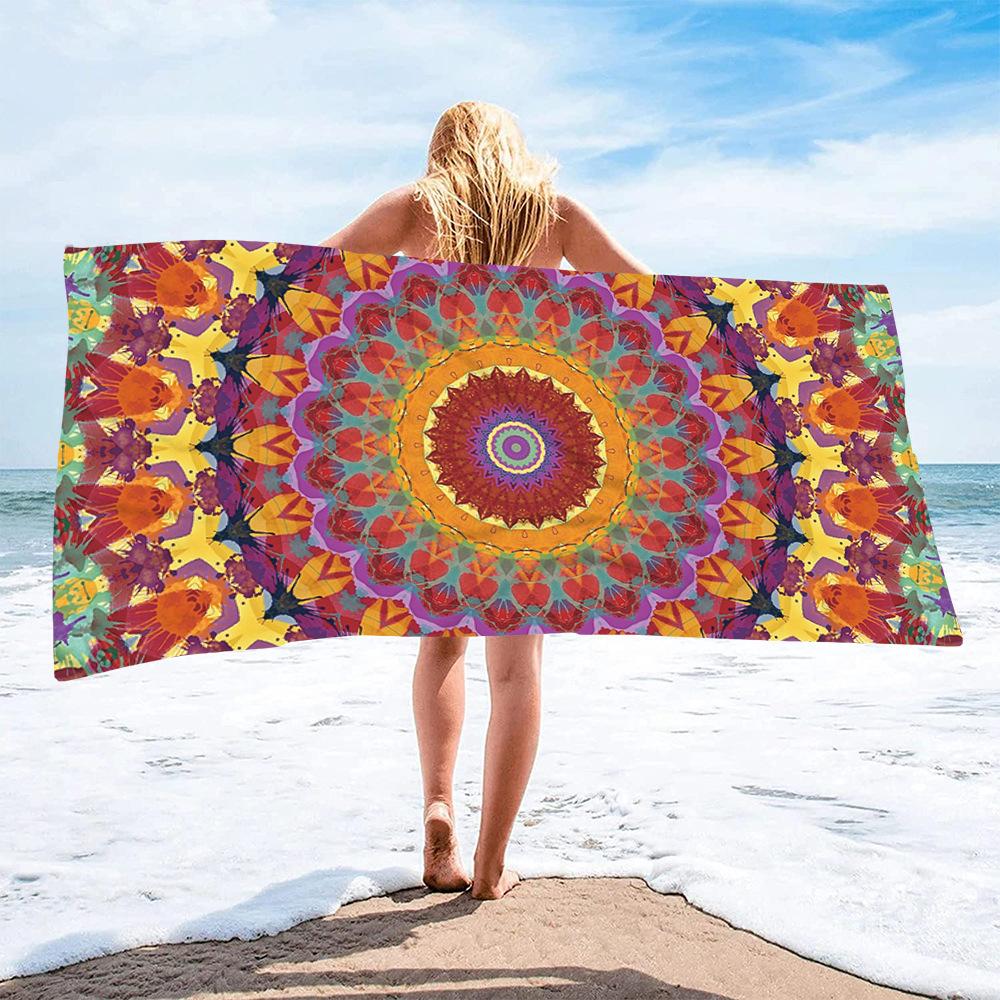 Mantra Beach Collection Digital-printed Polyester Superfine Fiber Double-sided Fleece Beach Vacation Bath Towel, Beach Towel