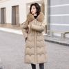 Down Cotton Coat for Women, Thickened Fur Collar, Knee-length Loose Winter Korean Style Cotton Coat, Long New Cotton Jacket