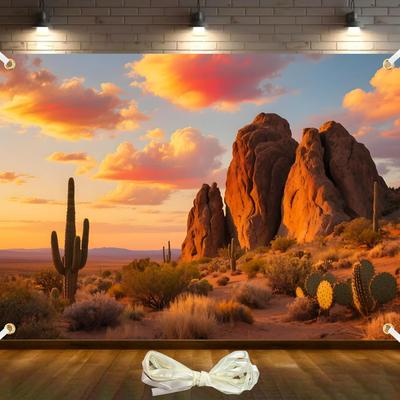 VIKAMA Desert Background Curtains, Wild West Background Curtains, Desert Tapestries, Suitable For Western Party Decorati