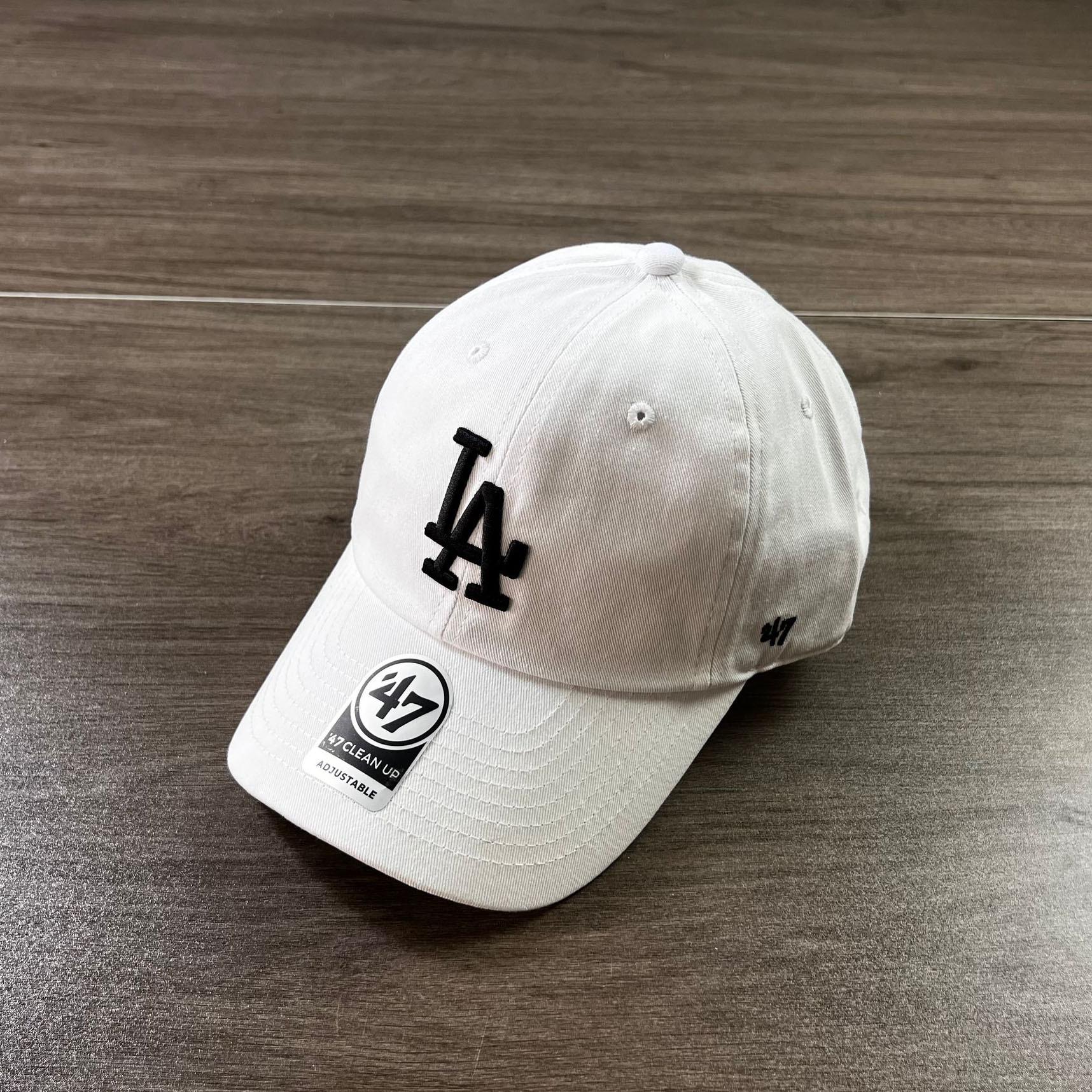 

47brand Large Logo Embroidered Baseball Cap - White Duckbill, Soft Crown, Curved Brim, Sunshade Protection Adjustable