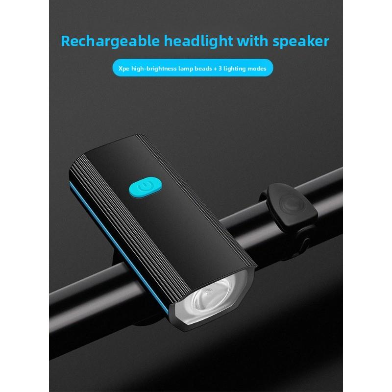 Luz delantera para bicicleta recargable USB con bocina para ciclismo nocturno de montaña