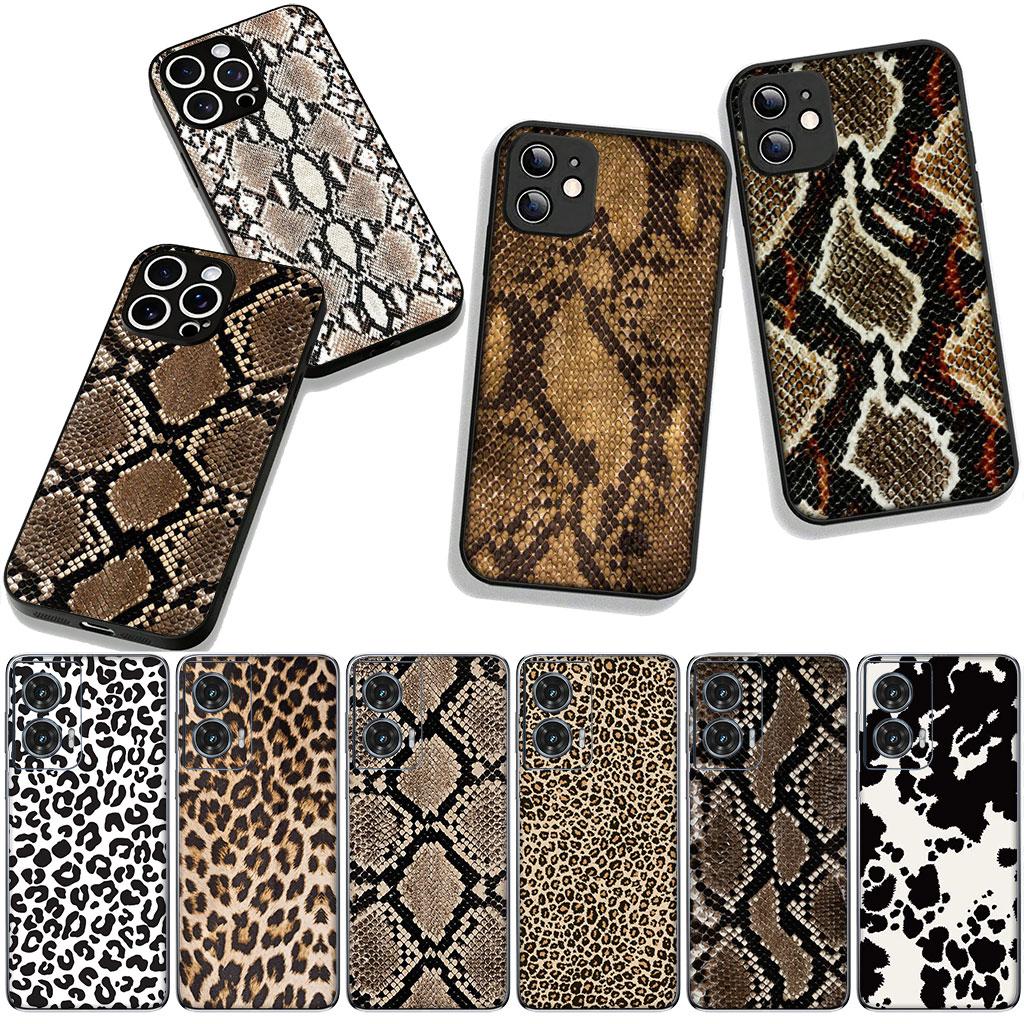 Cover for Samsung Galaxy A36 A17 A26 A07 A35 A54 A53 A13 A33 A34 S8 S9 S20 S21 FE S10 Plus Phone Case Leopard Cow Print Snake