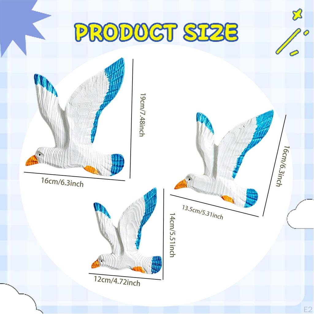 3 Stück Möwe Wanddeko Fliegende Vogel Skulpturen Harz Handgefertigt 3D Dekorationen