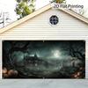 2D flat 2D door banner 1pc large Halloween garage door banner - Weird haunted house decoration polyester door banner