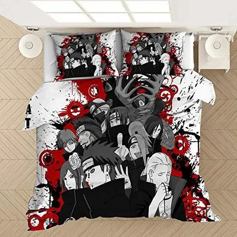 Anime Naruto Bedding Set Double Duvet Cover Comforter Akatsuki Itachi Sasuke Kakashi Sheet Bedspread Birthday Christmas Gift