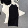 Women's Summer Skirt Set Short Sleeve Crew Neck Crop Top And High Waist Maxi Skirt Set Knitted Two Piece Outfit