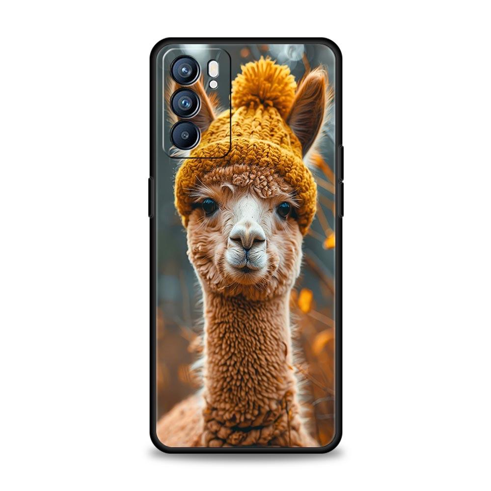 Kawaii Alpaca Lovely Phone Case For Oppo Reno8 Reno7 Reno6 Pro A54 5G Find X6 X5 A53 A52 A9 A15 A95 A17 A16 A76 A57 A31 Cover
