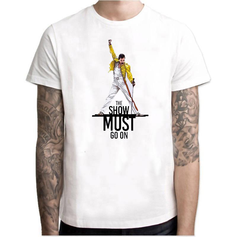 

Футболка с изображением Фредди Меркьюри, мужская модная футболка с принтом, повседневная музыка с коротким рукавом XL белый