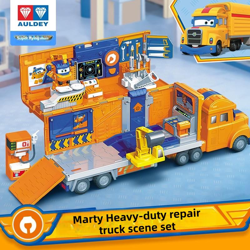 AULDEY Super Wings Toys Marty Repair Construction Truck Transform Playset Dizzy Ice Cream Car Dual Form Robot Set Holiday Gifts