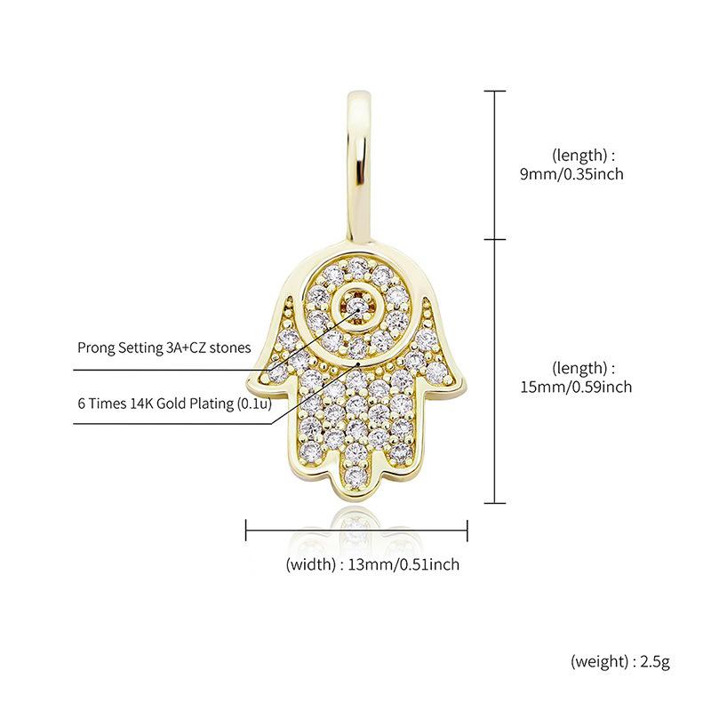 Срібло 925 проби Розкішні підвіски для рук Fatima Намиста для жінок і чоловіків Хіп-хоп кубічний цирконій Хамса Намиста Ювелірні вироби для вечірок