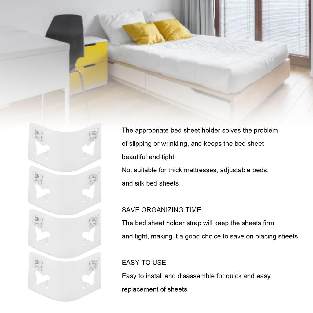 4pcs Bed Sheet Holders Invisible Butterfly Snaps Plastic Bed Sheet Clamps for Preventing Sheet Sliding Plastic Bed Sheet Clamps