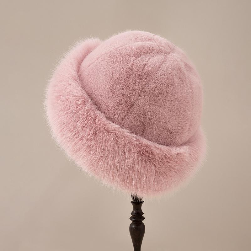 Fluffy Fur Bucket Hat For Women Plush Fisherman Hat Warm Women'S Winter Hat Thicken Cold Snowy Day Panama Cap Chrismas Gifts
