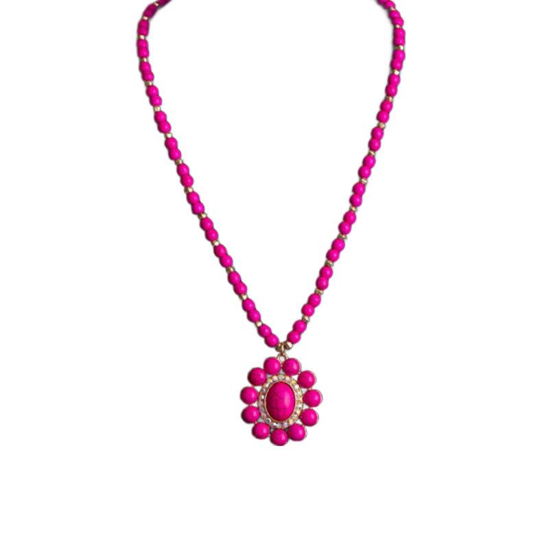 Bohemian Retro Ethnic Style Turquoise Necklace Female Western Denim Style Multi-Layered Wearing High-End Sweater Chain