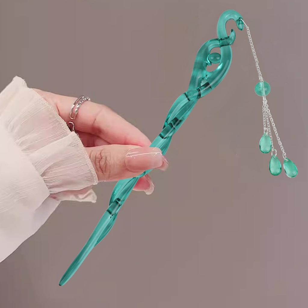 Vintage Chinese Costume Hairpin Women Dangling Fringed Hair Stick Acrylic Hair Pin Hair Styling Accessories Hair Jewelry