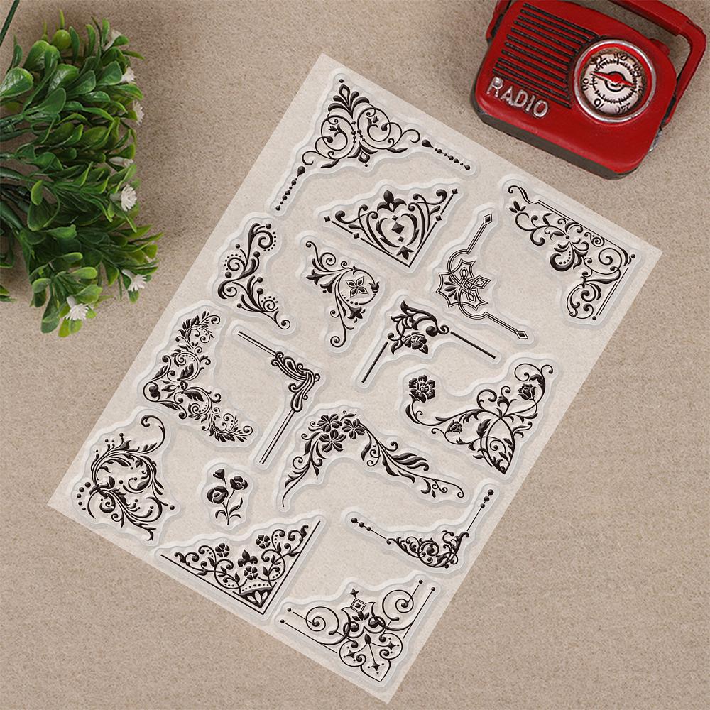 PVC Plastic Stamps for DIY Scrapbooking Photo Album Decorative Cards Making Stamp Sheets Flower Pattern 16x11x0.3cm