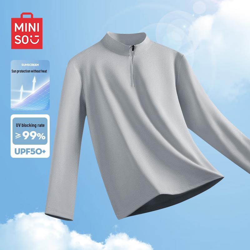 MINISO Men s Half-Zip Stand Collar Long-Sleeve T-Shirt 2XL